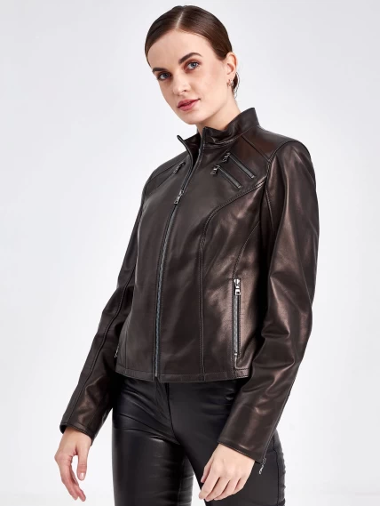 Кожаная куртка женская 3004, черная, размер 48, артикул 23060-3
