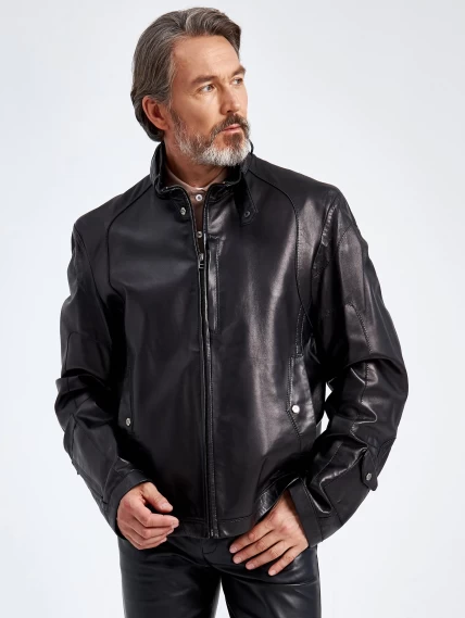 Кожаная куртка мужская Кельвин, черная, размер 58, артикул 29160-1
