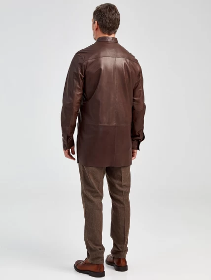 Рубашка из натуральной кожи премиум класса для мужчин 01, коричневая, размер 48, артикул 130021-4