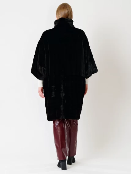 Пальто из меха норки женское 402, рукав 3/4, черное, размер 48, артикул 32760-4
