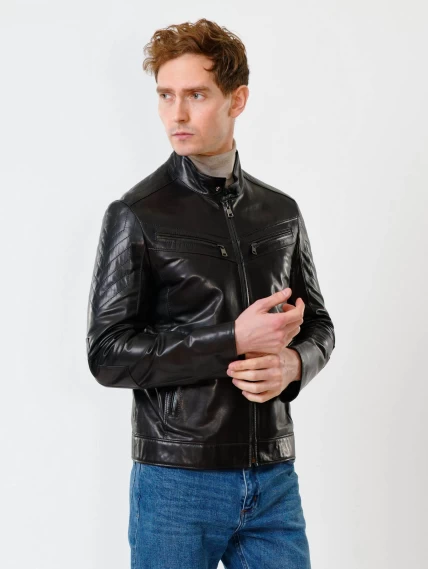 Кожаная куртка мужская 546, черная, размер 50, артикул 28520-6
