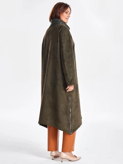 Трендовое женское замшевое пальто оверсайз премиум класса 3061з, хаки, размер 50, артикул 63440-4