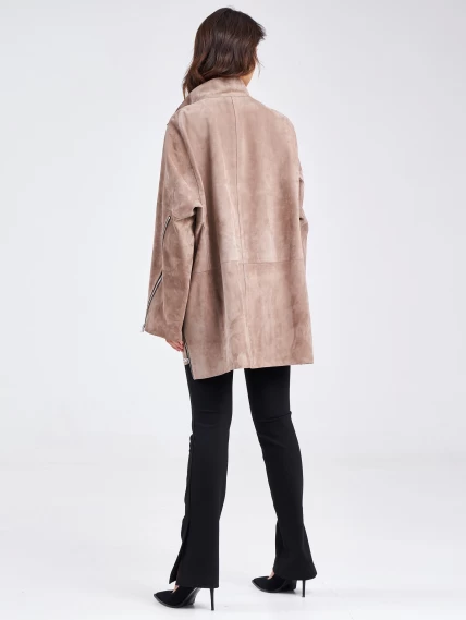 Замшевая женская куртка оверсайз премиум класса 3037, светло-коричневая, размер 50, артикул 23160-4