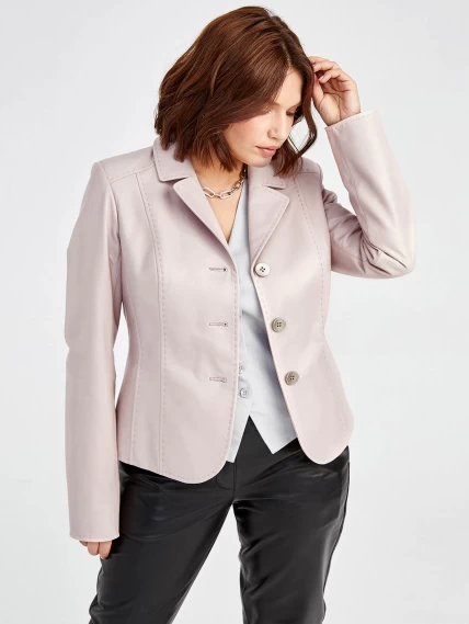 Кожаный женский пиджак 316рс, пудровый, размер 44, артикул 91522-3