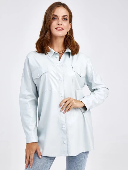 Кожаная рубашка женская из экокожи 4878436, мятная, размер 44, артикул 85730-6
