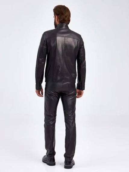 Короткая кожаная куртка для мужчин 519, черная, размер 50, артикул 29200-2