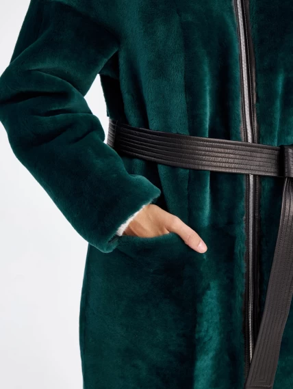 Двустороннее пальто из меховой овчины для женщин премиум класса 2015н, зеленое, размер 44, артикул 63880-5