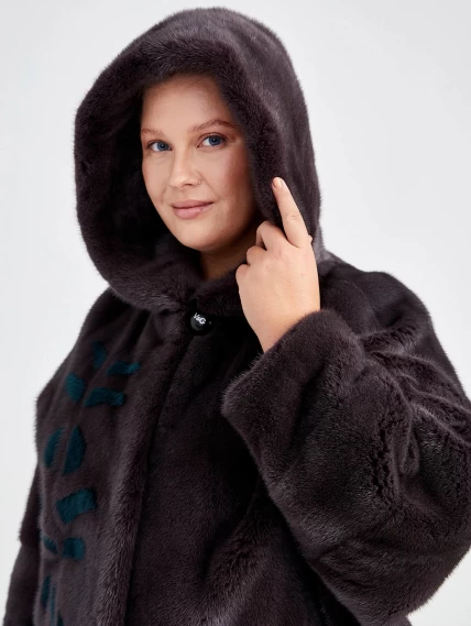 Демисезонный комплект женский: Куртка из меха норки 18111(к) + Брюки 02, фиолетовый/черный, размер 50, артикул 111285-3