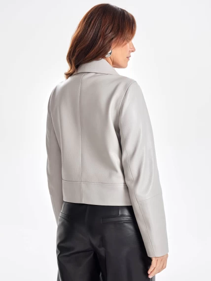 Кожаная короткая куртка косуха для женщин премиум класса 3050, серая, размер 44, артикул 23400-6