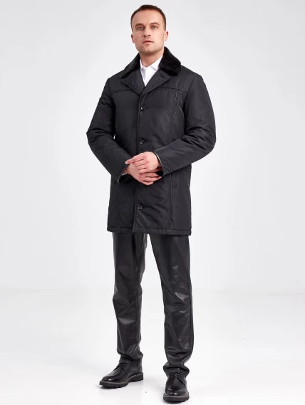 Текстильная зимняя куртка с воротником меха нерпы мужчин Belpasso, черная, размер 48, артикул 40920-5
