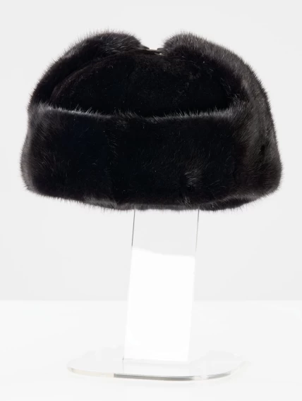Головной убор из меха норки мужской Ушанка, черный, размер 58, артикул 150020-1