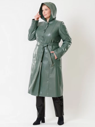 Кожаное женское утепленное пальто с капюшоном премиум класса 380нш-0