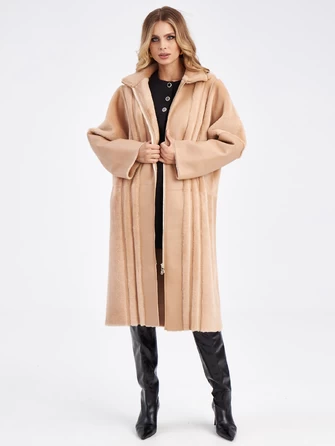 Длинное молодежное женское пальто из натуральной овчины премиум класса 2045-1