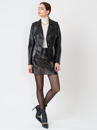 Короткий кожаный женский пиджак премиум класса 304-1