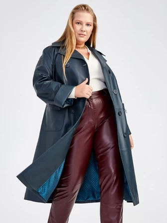 Кожаное двубортное женское пальто премиум класса 3012-1