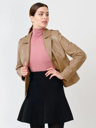 Короткая женская кожаная куртка пиджак 304-1