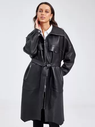 Молодежное женское кожаное пальто на молнии премиум класса 3039-0