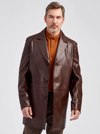 Кожаный пиджак удлиненный премиум класса для мужчин 541-0