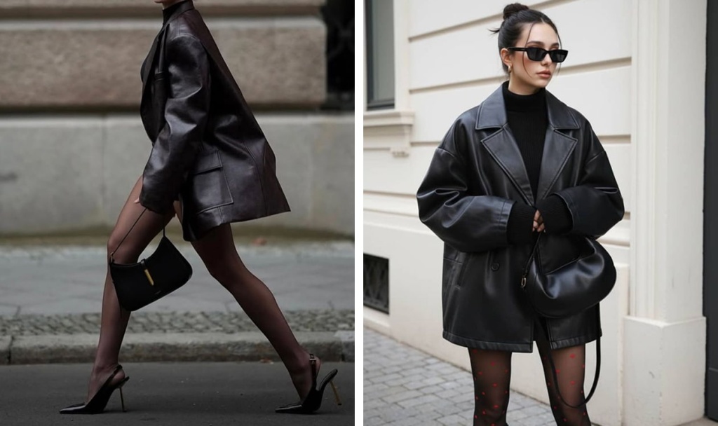 С чем носить кожаные шорты — образ с классическим пиджаком