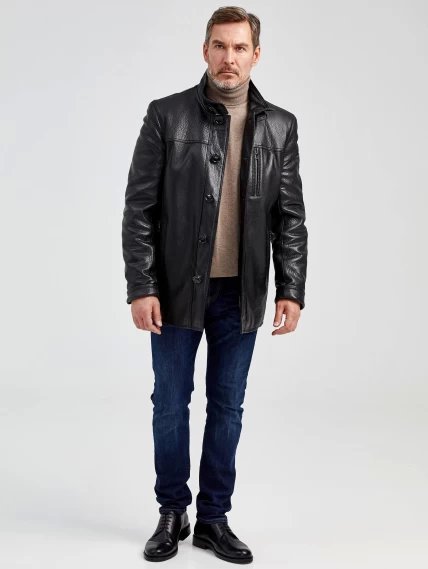 Кожаная куртка утепленная мужская 518ш, черная, размер 50, артикул 40461-6