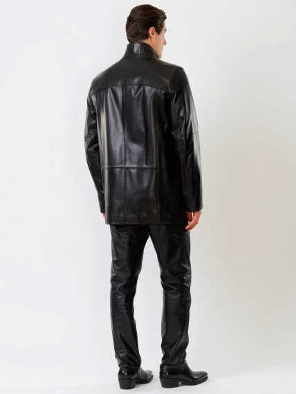 Утепленная удлиненная мужская кожаная куртка 517нв, черная, размер 56, артикул 28620-4