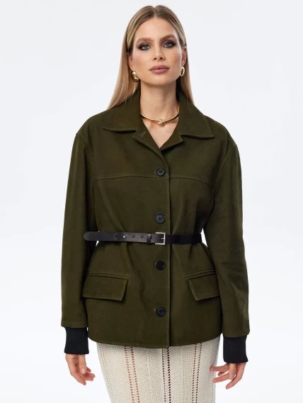 Кожаная куртка бомбер для женщин премиум класса 3065, хаки, размер 44, артикул 24060-2