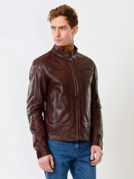 Кожаная куртка мужская 507, коричневая, размер 48, артикул 28420-6