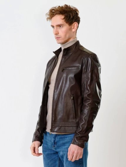 Кожаная куртка мужская 506о, коричневая, размер 48, артикул 28411-2