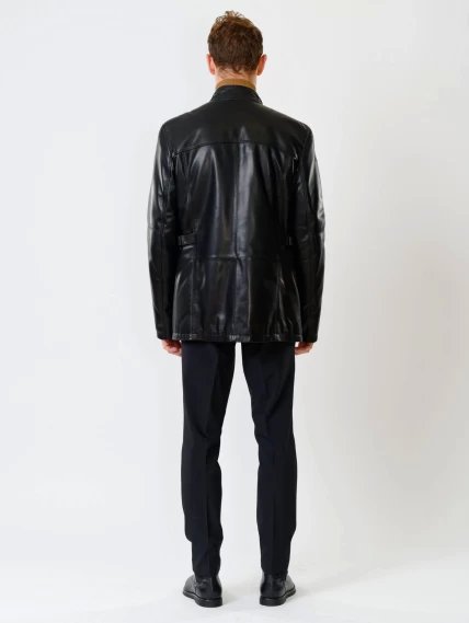 Мужская утепленная кожаная куртка пять молний премиум класса 537ш, черная, размер 50, артикул 40221-4