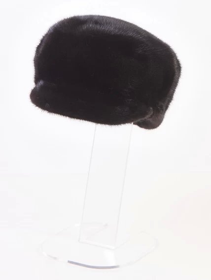 Головной убор (кепи) из меха норки женский М-128, черный, размер 58, артикул 51625-0