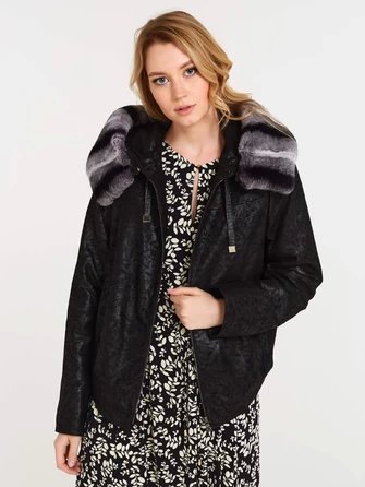 Короткая замшевая утепленная женская куртка с мехом "рекса" 308ш-1