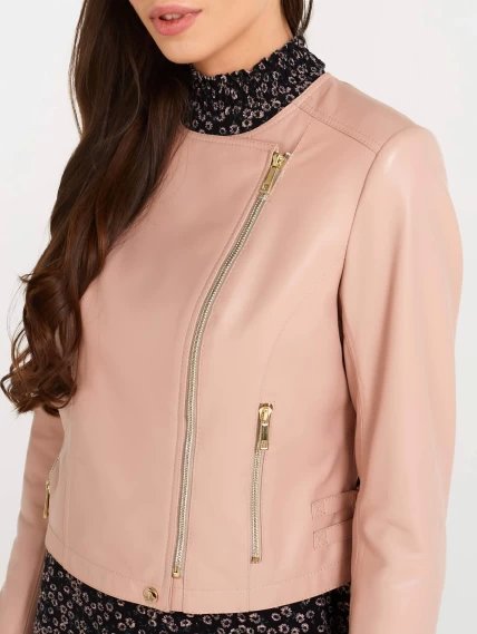 Кожаная женская куртка косуха 389, пудровая, размер 52, артикул 90451-2