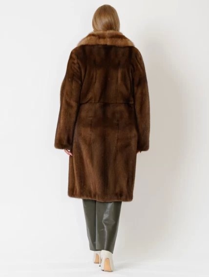 Зимний комплект женский: Пальто из меха норки 17417(ав) + Брюки 06, коричневый/оливковый, размер 48, артикул 111336-2