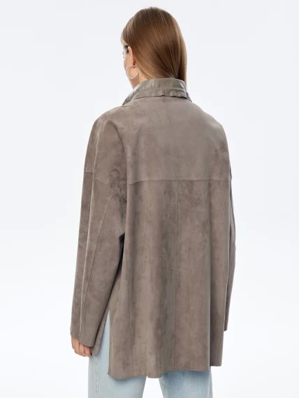 Замшевая куртка оверсайз для женщин премиум класса 3055з, серая, размер 50, артикул 24010-5