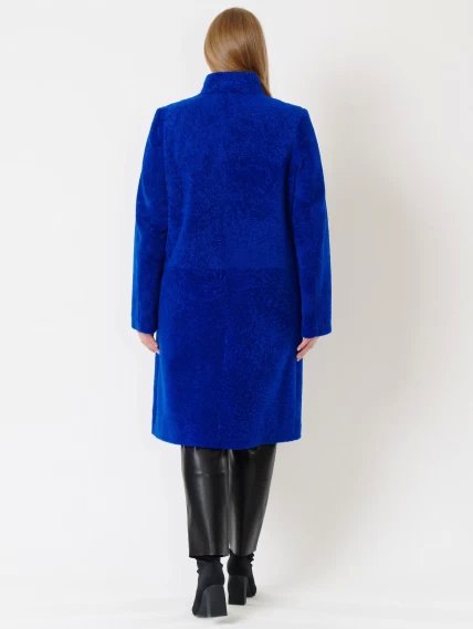 Демисезонный комплект женский: Пальто из астрагана 54мех + Брюки 03, синий/черный, размер 46, артикул 111239-2