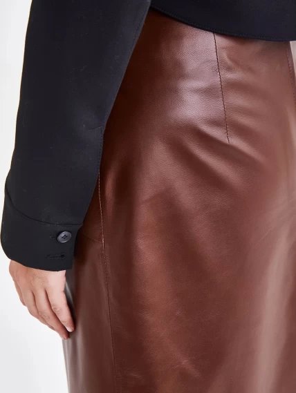 Женская кожаная юбка миди из натуральной кожи 15, табачная, размер 48, артикул 85890-5