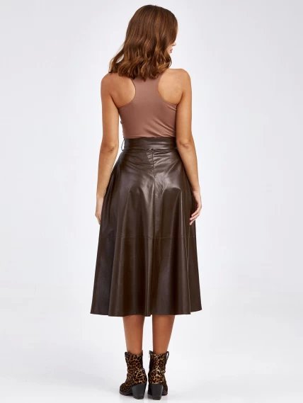 Женские кожаная юбка из экокожи 4820748, коричневая, размер 44, артикул 85790-5
