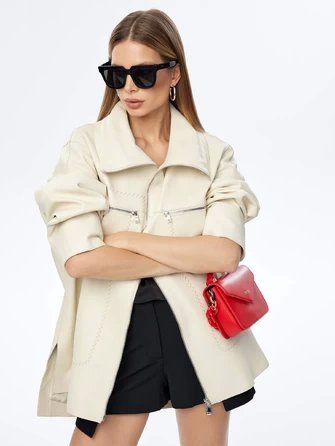 Женская кожаная куртка оверсайз для женщин премиум класса 3056-0