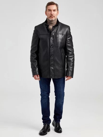 Кожаная куртка утепленная мужская 518ш, черная, размер 50, артикул 40461-3