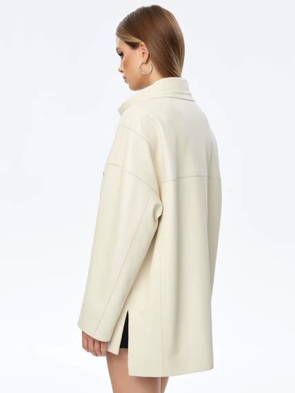 Женская кожаная куртка оверсайз для женщин премиум класса 3056, белая, размер 50, артикул 24020-5