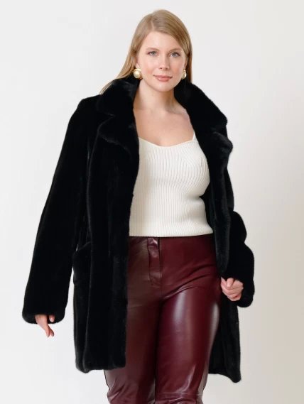 Демисезонный комплект женский: Куртка из меха норки  ELECTRA(АВ) + Брюки 02, черный/бордовый, размер 52, артикул 111227-4