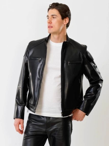 Кожаная куртка мужская 546, черная, размер 50, артикул 28721-6