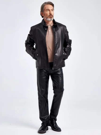 Кожаная куртка мужская Кельвин, черная, размер 58, артикул 29160-3