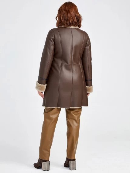 Зимний комплект женский: Дубленка 206 + Брюки 03, коричневый, размер 48, артикул 111378-2