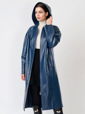 Кожаное женское пальто с капюшоном на молнии премиум класса 3009-0