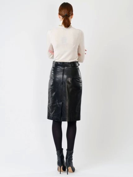 Кожаная юбка карандаш из натуральной кожи 02рс, черная, размер 46, артикул 85280-2
