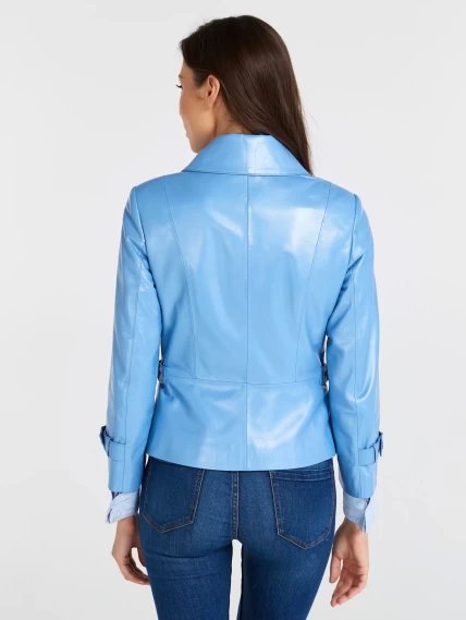 Кожаная куртка косуха женская 307, голубой перламутр, размер 44, артикул 90550-3