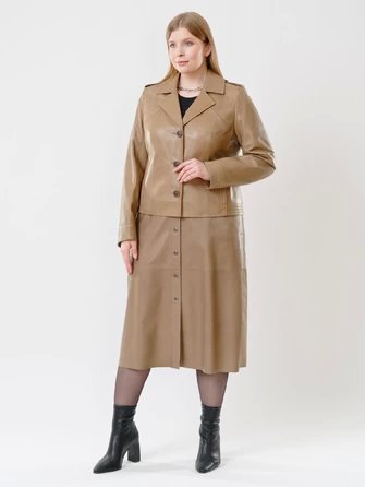 Кожаный комплект женский: Куртка 304 + Юбка-миди 08-0