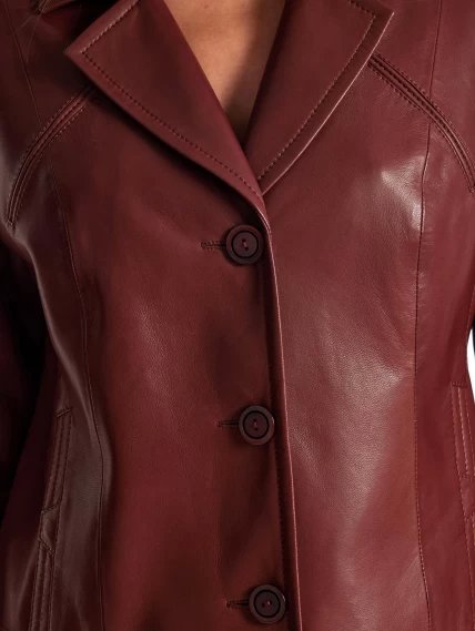 Короткий кожаный женский пиджак премиум класса 304н, виски, размер 46, артикул 23380-2