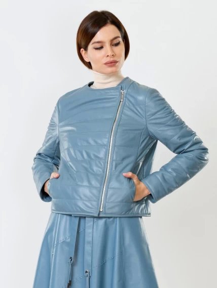 Демисезонный комплект женский: Куртка утепленная 306 + Юбка с поясом 01рс, голубой, размер 46, артикул 111165-3